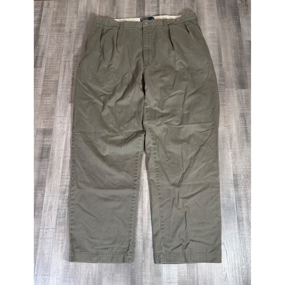 Polo Ralph Lauren Andrew Pant Mens 40x30 Gray Pleated Cotton Chinos Vintage